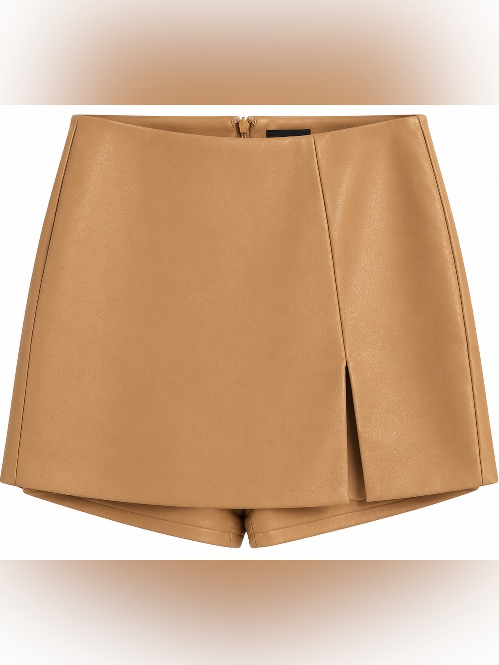 7 For All Mankind Camel Faux Leather Skort